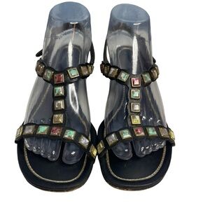 Unbranded wearable Art mosaic stone square Tstrap chunky sandals size 9